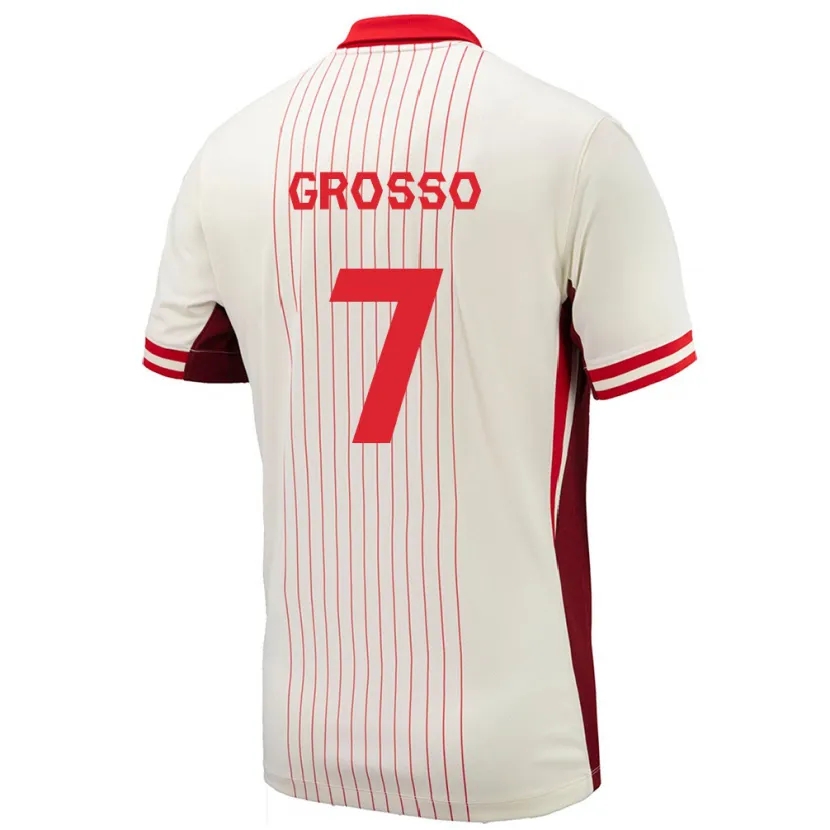 Danxen Mujer Camiseta Canadá Julia Grosso #7 Blanco 2ª Equipación 24-26 La Camisa