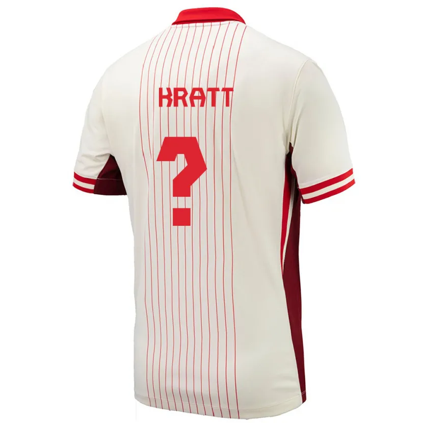 Danxen Mujer Camiseta Canadá Ronan Kratt #0 Blanco 2ª Equipación 24-26 La Camisa