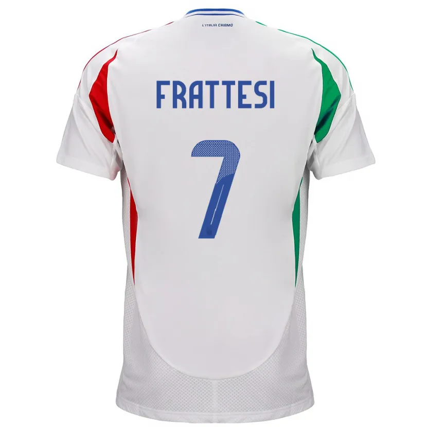 Danxen Mujer Camiseta Italia Davide Frattesi #7 Blanco 2ª Equipación 24-26 La Camisa