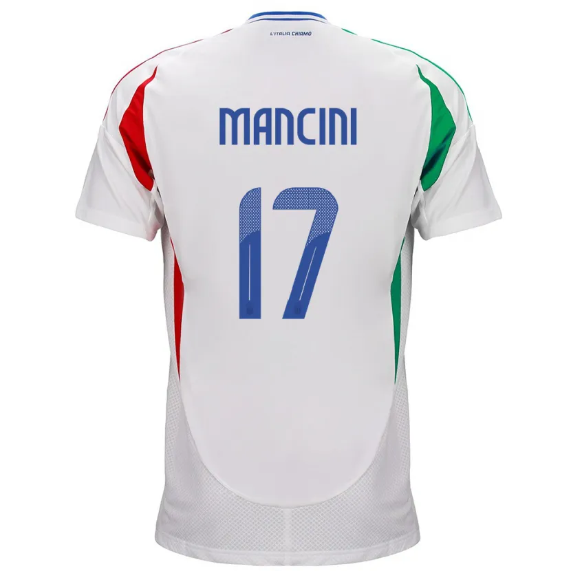 Danxen Mujer Camiseta Italia Gianluca Mancini #17 Blanco 2ª Equipación 24-26 La Camisa