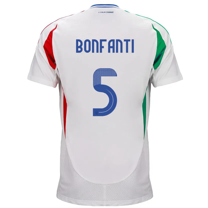 Danxen Mujer Camiseta Italia Giovanni Bonfanti #5 Blanco 2ª Equipación 24-26 La Camisa