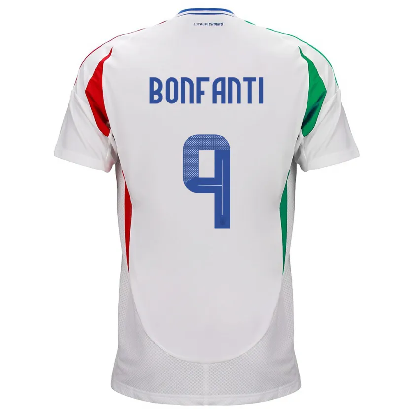 Danxen Mujer Camiseta Italia Nicholas Bonfanti #9 Blanco 2ª Equipación 24-26 La Camisa