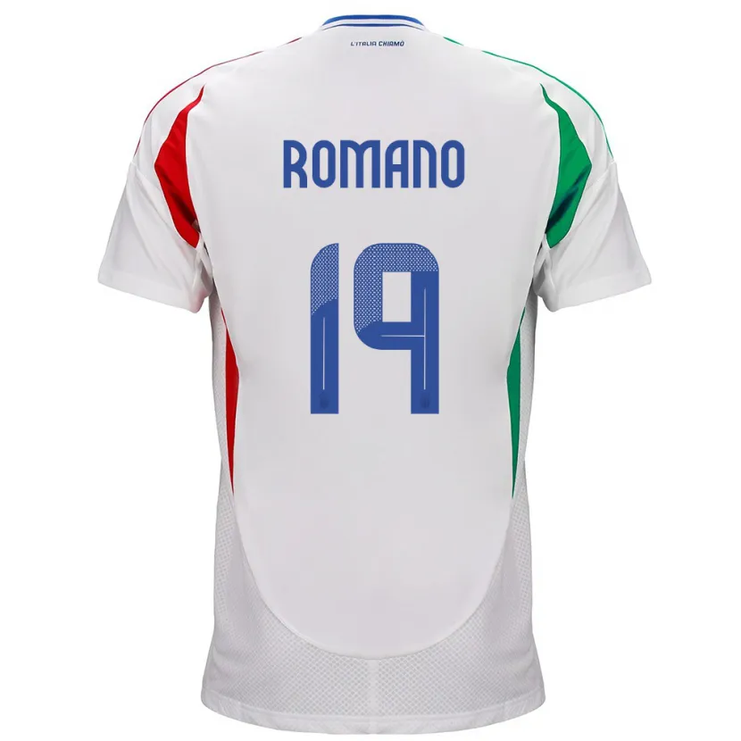 Danxen Mujer Camiseta Italia Marco Romano #19 Blanco 2ª Equipación 24-26 La Camisa