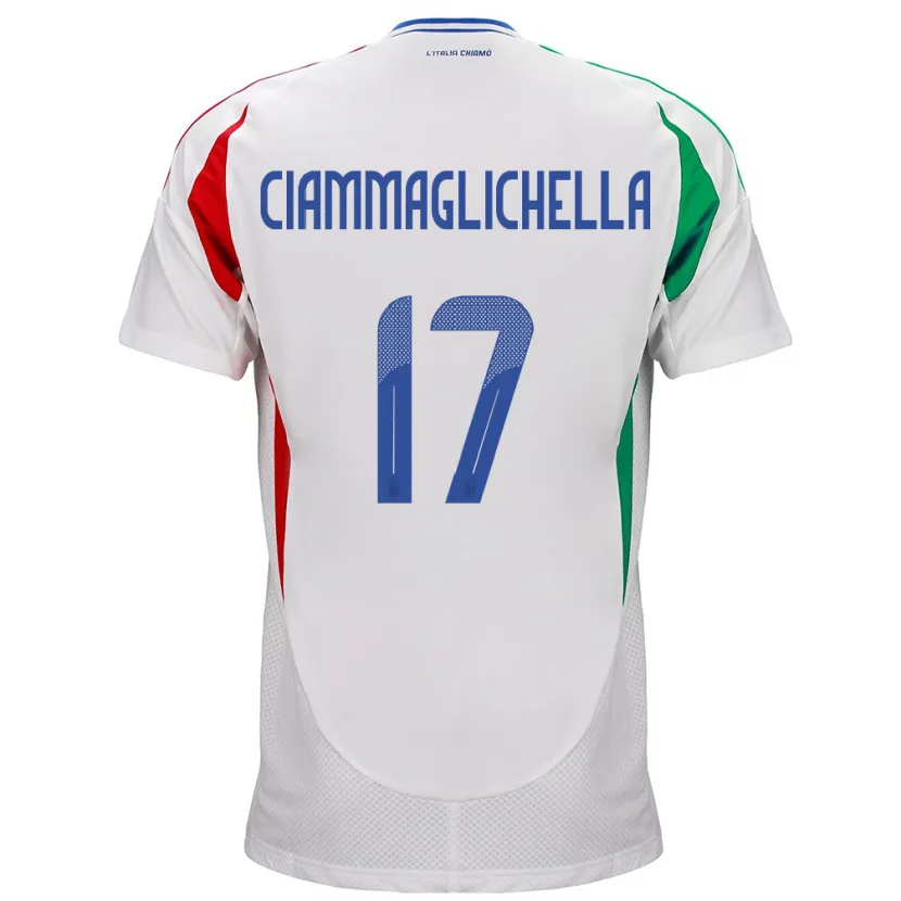 Danxen Mujer Camiseta Italia Aaron Ciammaglichella #17 Blanco 2ª Equipación 24-26 La Camisa