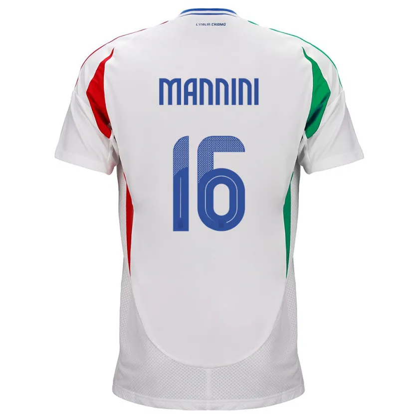 Danxen Mujer Camiseta Italia Mattia Mannini #16 Blanco 2ª Equipación 24-26 La Camisa