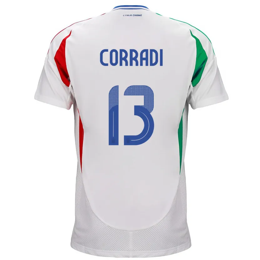 Danxen Mujer Camiseta Italia Christian Corradi #13 Blanco 2ª Equipación 24-26 La Camisa