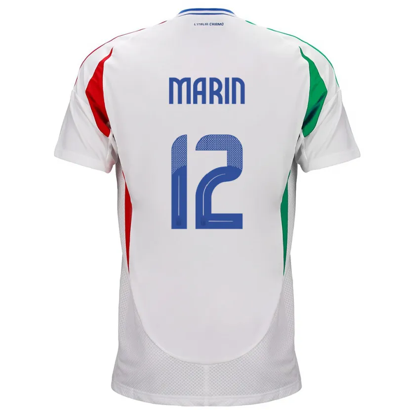 Danxen Mujer Camiseta Italia Renato Marin #12 Blanco 2ª Equipación 24-26 La Camisa