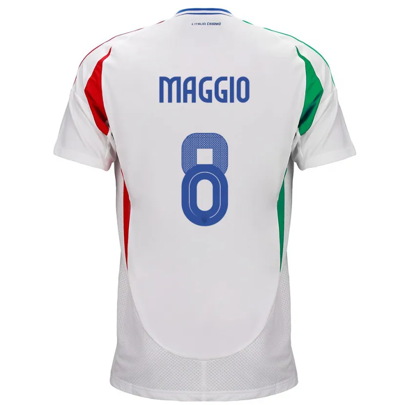 Danxen Mujer Camiseta Italia Luca Di Maggio #8 Blanco 2ª Equipación 24-26 La Camisa