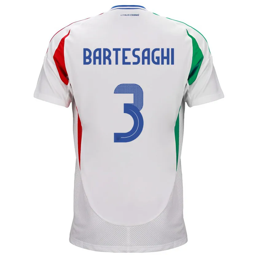 Danxen Mujer Camiseta Italia Davide Bartesaghi #3 Blanco 2ª Equipación 24-26 La Camisa