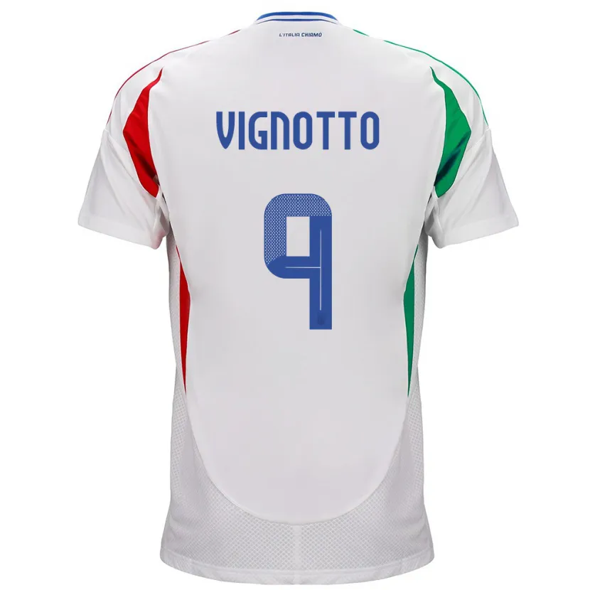 Danxen Mujer Camiseta Italia Elisabetta Vignotto #9 Blanco 2ª Equipación 24-26 La Camisa