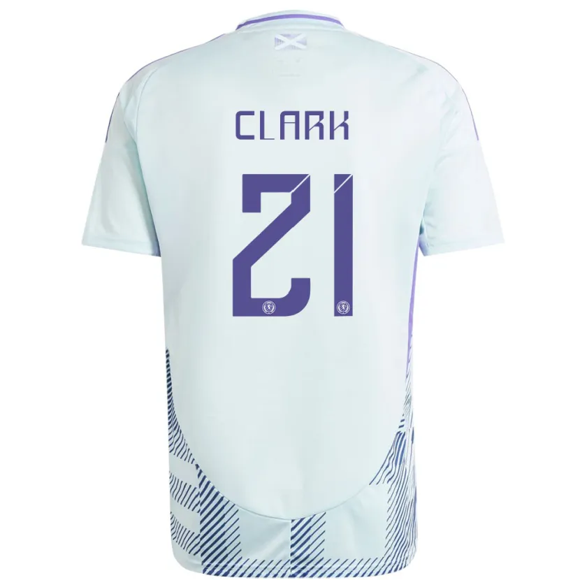 Danxen Mujer Camiseta Escocia Zander Clark #21 Azul Menta Claro 2ª Equipación 24-26 La Camisa
