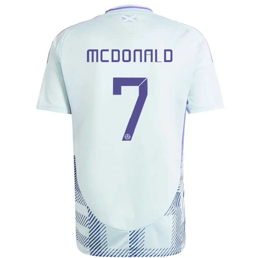Danxen Mujer Camiseta Escocia Josh Mcdonald #7 Azul Menta Claro 2ª Equipación 24-26 La Camisa