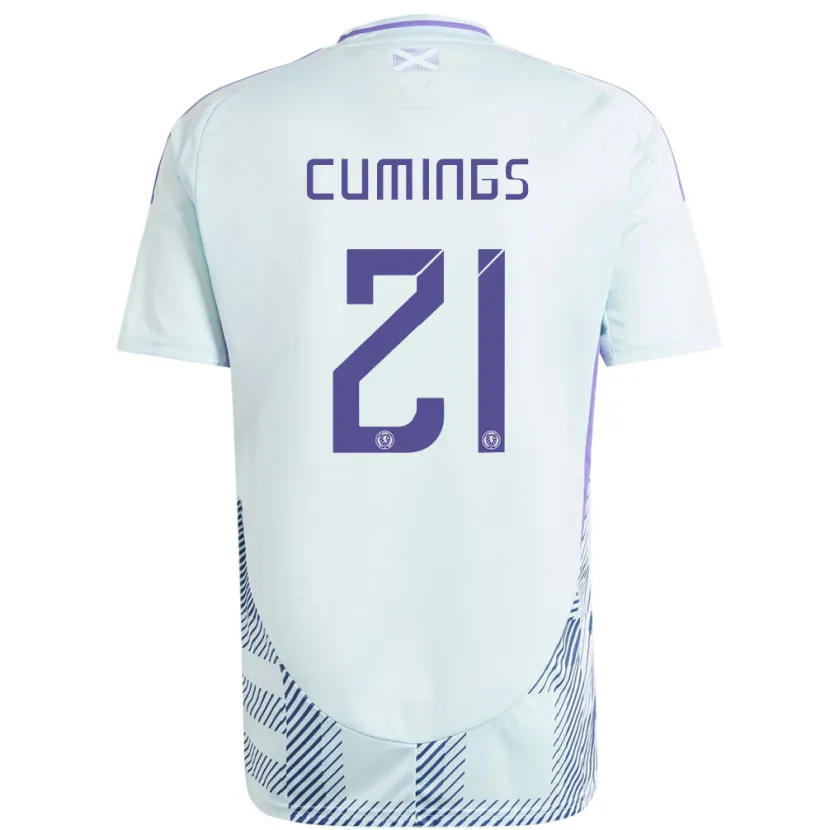 Danxen Mujer Camiseta Escocia Eartha Cumings #21 Azul Menta Claro 2ª Equipación 24-26 La Camisa