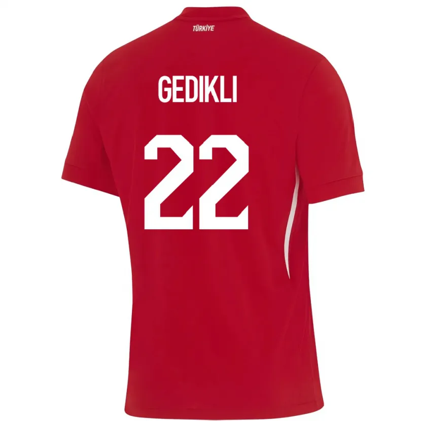 Danxen Mujer Camiseta Turquía Berkant Gedikli #22 Rojo 2ª Equipación 24-26 La Camisa