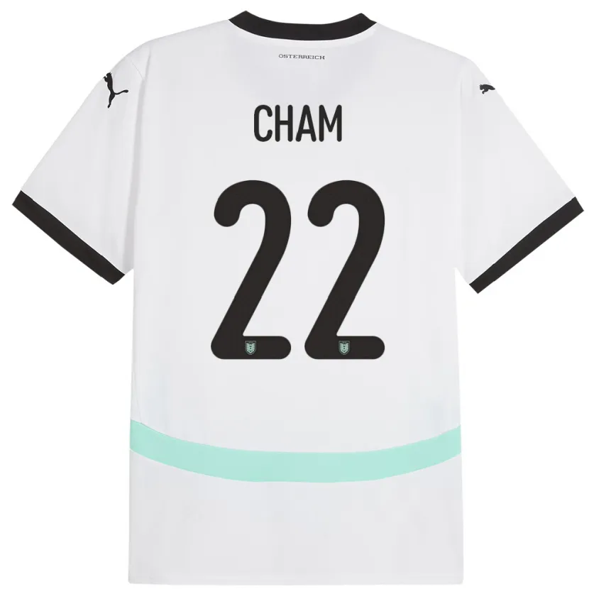 Danxen Mujer Camiseta Austria Muhammed Cham #22 Blanco 2ª Equipación 24-26 La Camisa