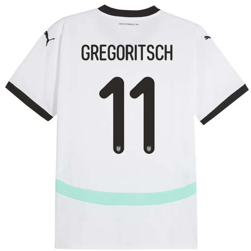 Danxen Mujer Camiseta Austria Michael Gregoritsch #11 Blanco 2ª Equipación 24-26 La Camisa