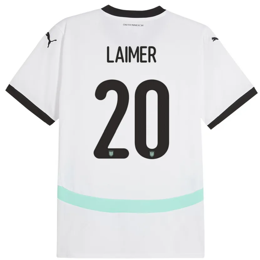 Danxen Mujer Camiseta Austria Konrad Laimer #20 Blanco 2ª Equipación 24-26 La Camisa