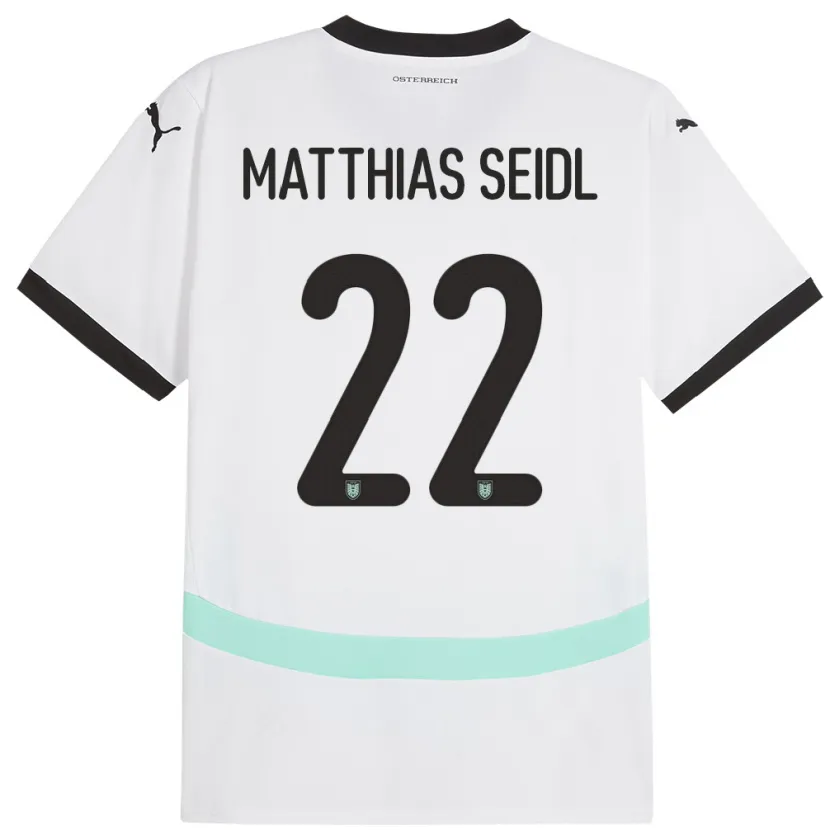 Danxen Mujer Camiseta Austria Matthias Seidl #22 Blanco 2ª Equipación 24-26 La Camisa