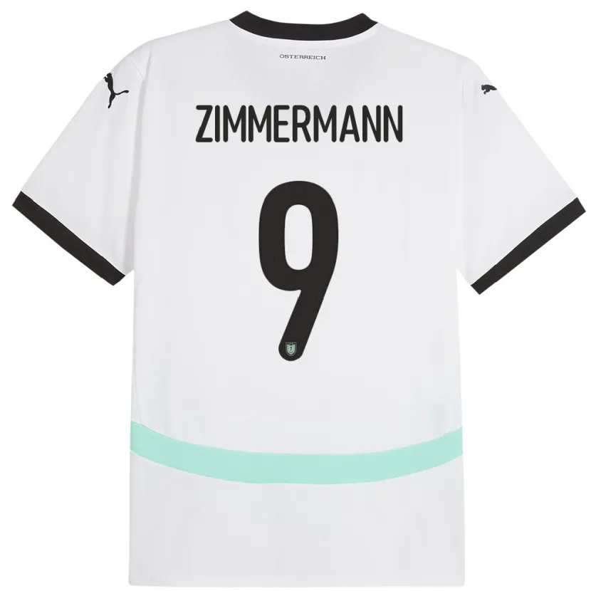 Danxen Mujer Camiseta Austria Bernhard Zimmermann #9 Blanco 2ª Equipación 24-26 La Camisa