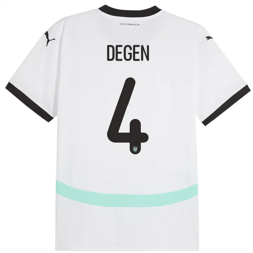 Danxen Mujer Camiseta Austria Celina Degen #4 Blanco 2ª Equipación 24-26 La Camisa