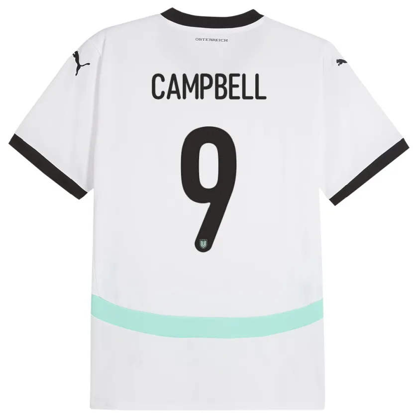 Danxen Mujer Camiseta Austria Eileen Campbell #9 Blanco 2ª Equipación 24-26 La Camisa
