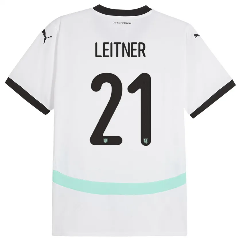 Danxen Mujer Camiseta Austria Annelie Leitner #21 Blanco 2ª Equipación 24-26 La Camisa