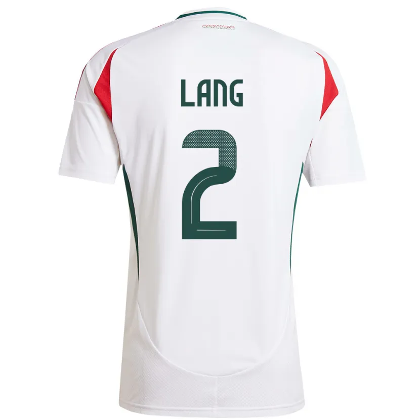 Danxen Mujer Camiseta Hungría Ádám Lang #2 Blanco 2ª Equipación 24-26 La Camisa