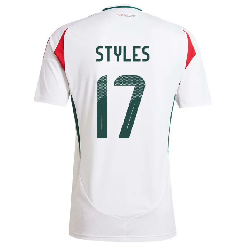 Danxen Mujer Camiseta Hungría Callum Styles #17 Blanco 2ª Equipación 24-26 La Camisa