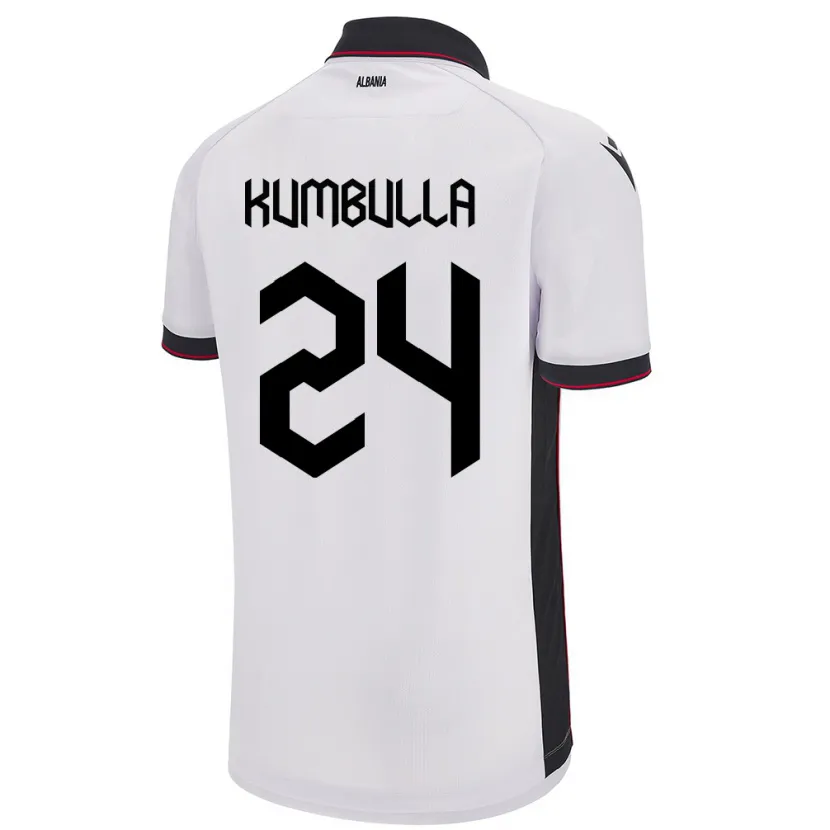 Danxen Mujer Camiseta Albania Marash Kumbulla #24 Blanco 2ª Equipación 24-26 La Camisa