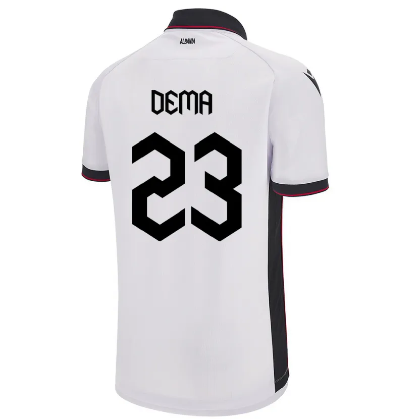 Danxen Mujer Camiseta Albania Endri Dema #23 Blanco 2ª Equipación 24-26 La Camisa