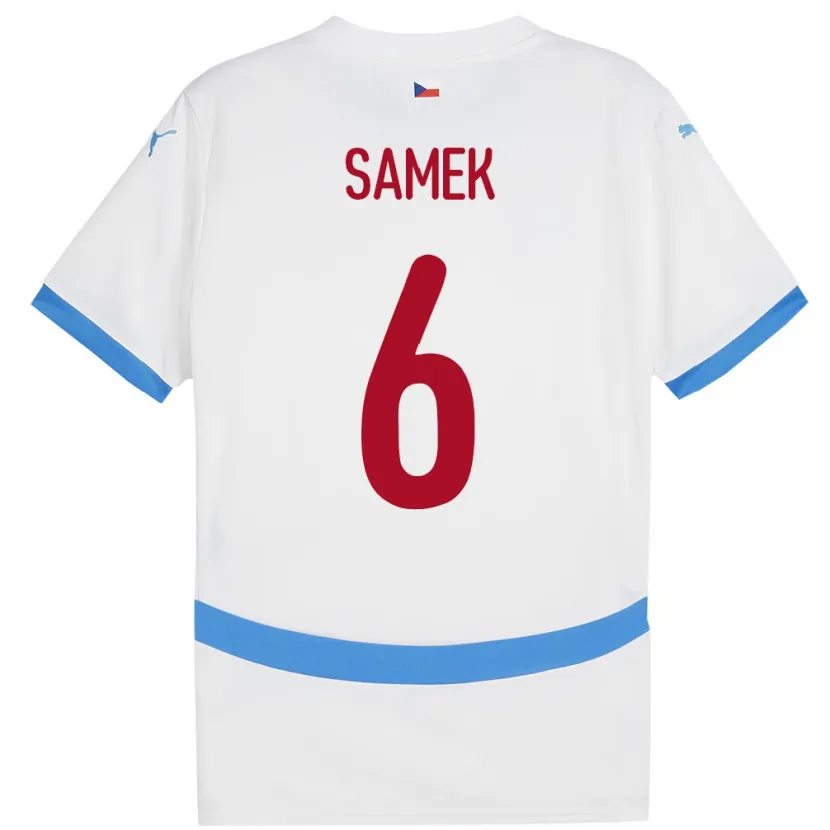 Danxen Mujer Camiseta Chequia Daniel Samek #6 Blanco 2ª Equipación 24-26 La Camisa