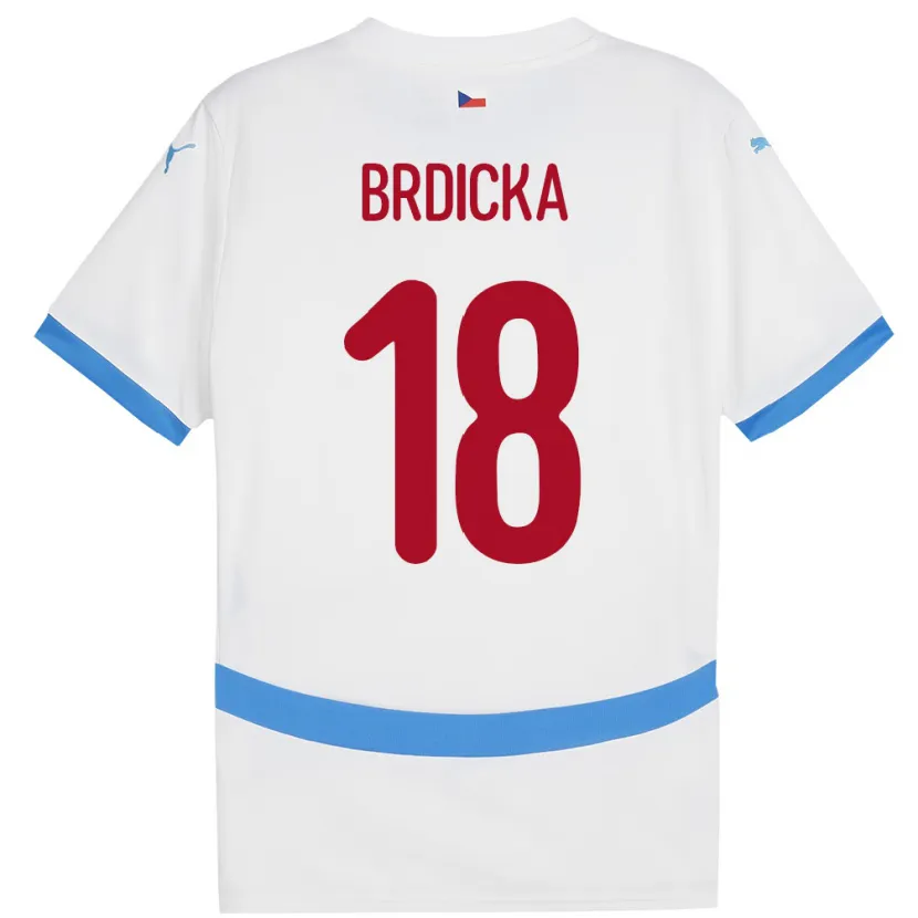 Danxen Mujer Camiseta Chequia Filip Brdicka #18 Blanco 2ª Equipación 24-26 La Camisa