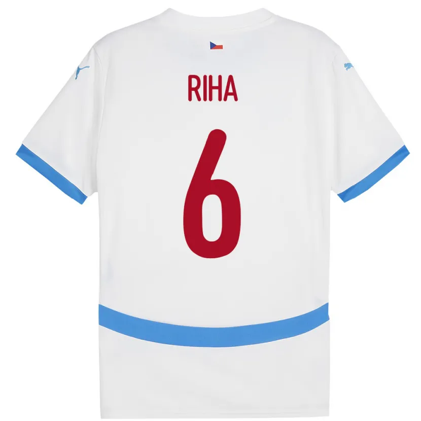 Danxen Mujer Camiseta Chequia Ferdinand Riha #6 Blanco 2ª Equipación 24-26 La Camisa