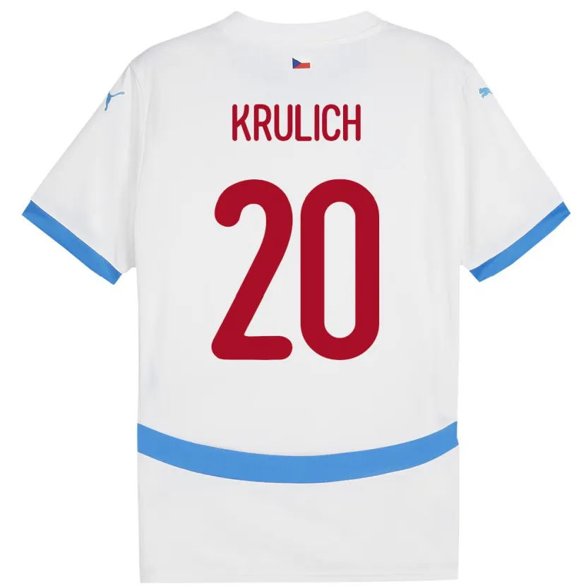 Danxen Mujer Camiseta Chequia Matous Krulich #20 Blanco 2ª Equipación 24-26 La Camisa