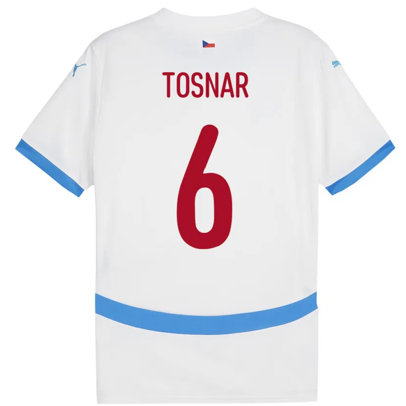Danxen Mujer Camiseta Chequia Jakub Tosnar #6 Blanco 2ª Equipación 24-26 La Camisa