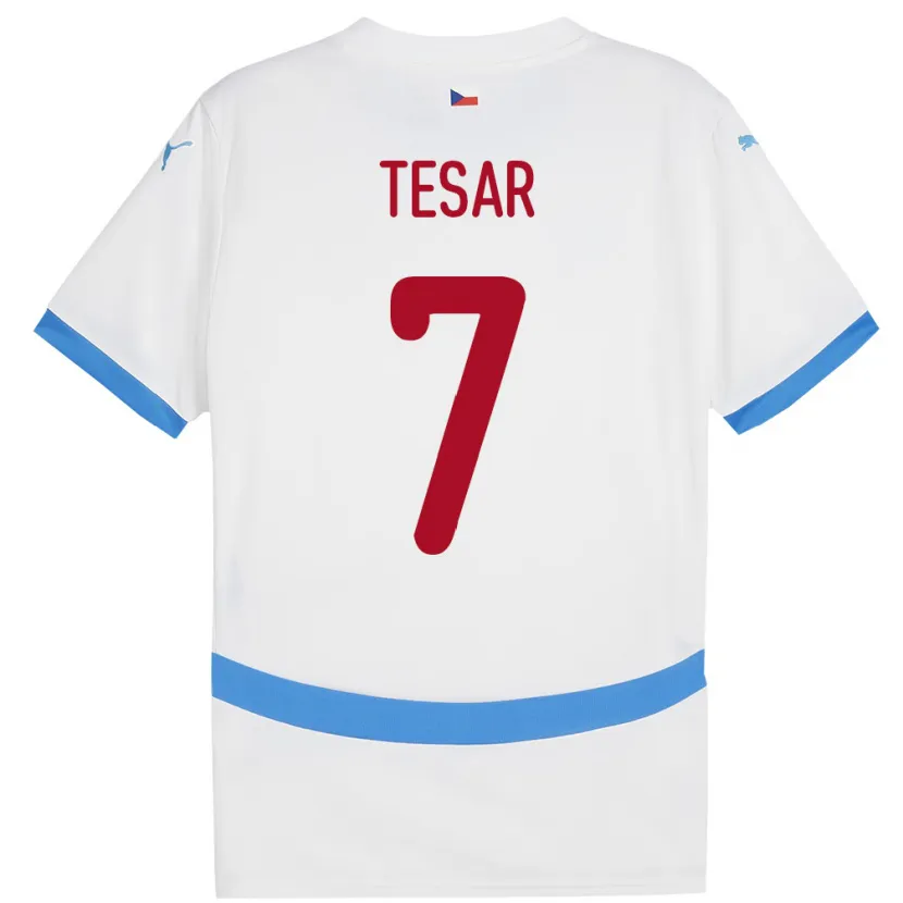 Danxen Mujer Camiseta Chequia Simon Tesar #7 Blanco 2ª Equipación 24-26 La Camisa