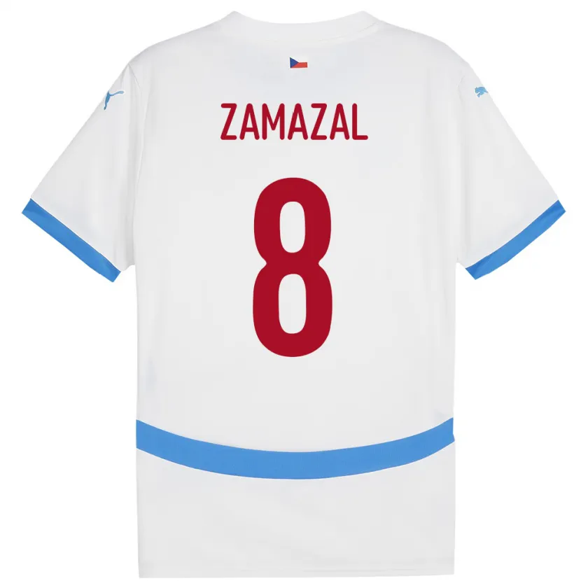 Danxen Mujer Camiseta Chequia Denis Zamazal #8 Blanco 2ª Equipación 24-26 La Camisa