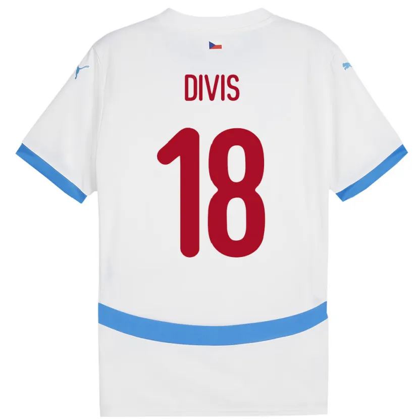 Danxen Mujer Camiseta Chequia Matej Divis #18 Blanco 2ª Equipación 24-26 La Camisa
