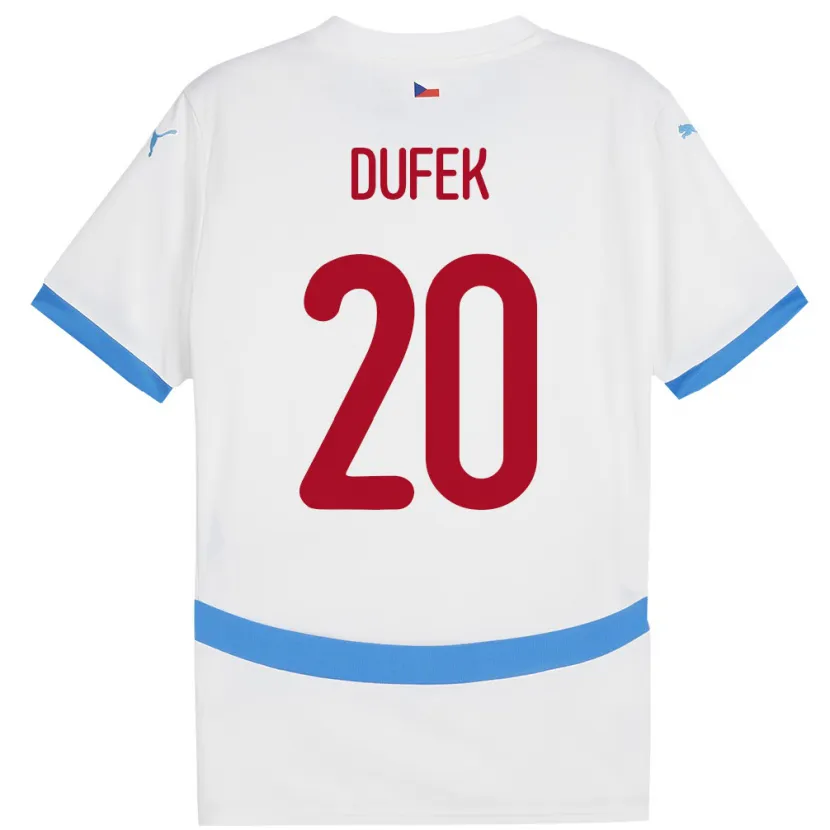 Danxen Mujer Camiseta Chequia Jakub Dufek #20 Blanco 2ª Equipación 24-26 La Camisa