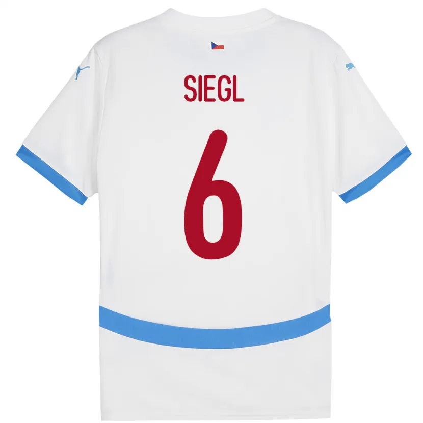 Danxen Mujer Camiseta Chequia Patrik Siegl #6 Blanco 2ª Equipación 24-26 La Camisa