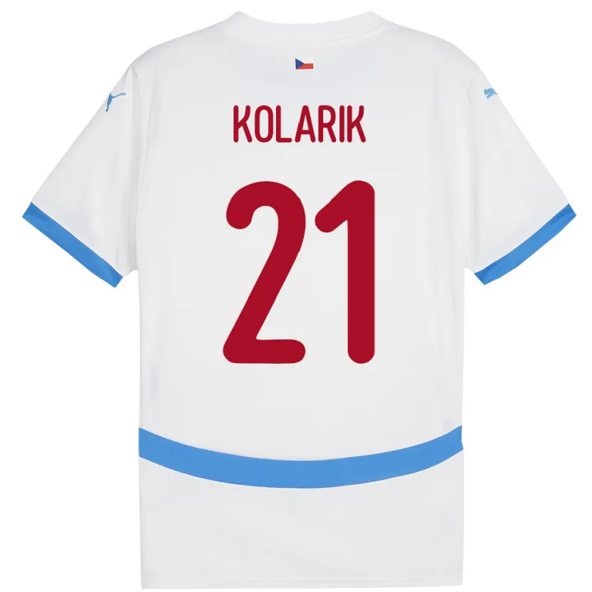 Danxen Mujer Camiseta Chequia Josef Kolarik #21 Blanco 2ª Equipación 24-26 La Camisa
