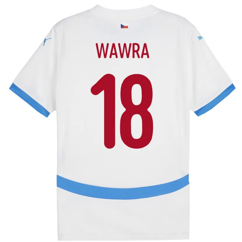 Danxen Mujer Camiseta Chequia Ondrej Wawra #18 Blanco 2ª Equipación 24-26 La Camisa