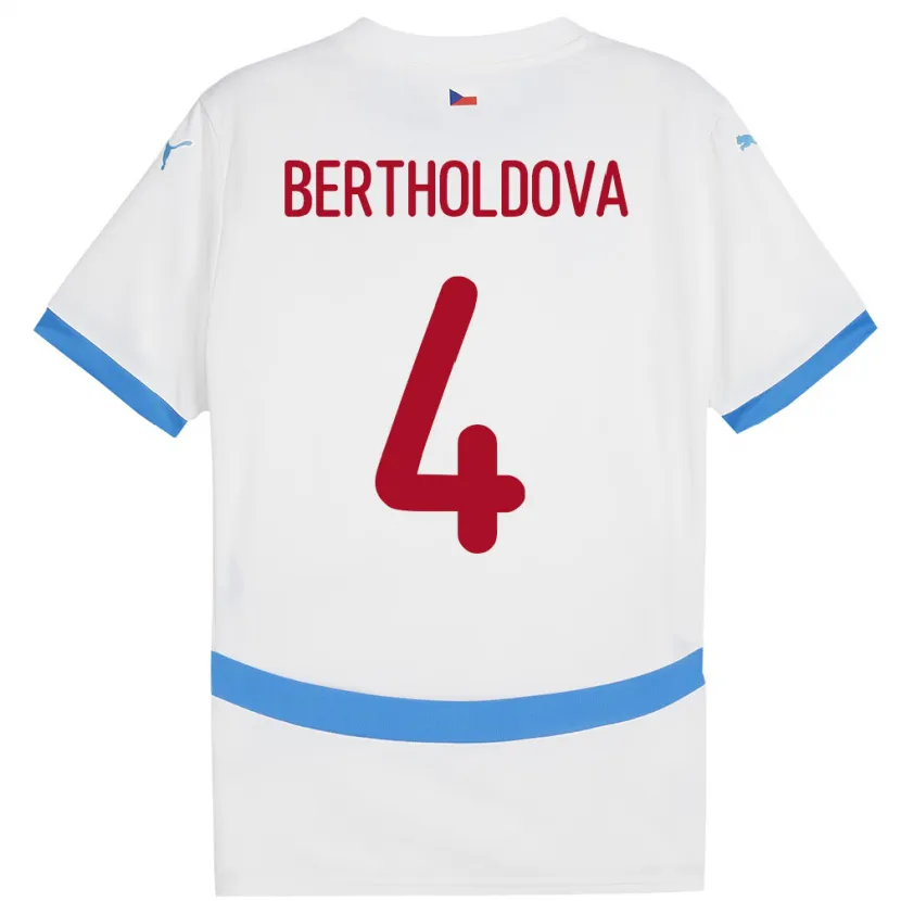 Danxen Mujer Camiseta Chequia Petra Bertholdová #4 Blanco 2ª Equipación 24-26 La Camisa
