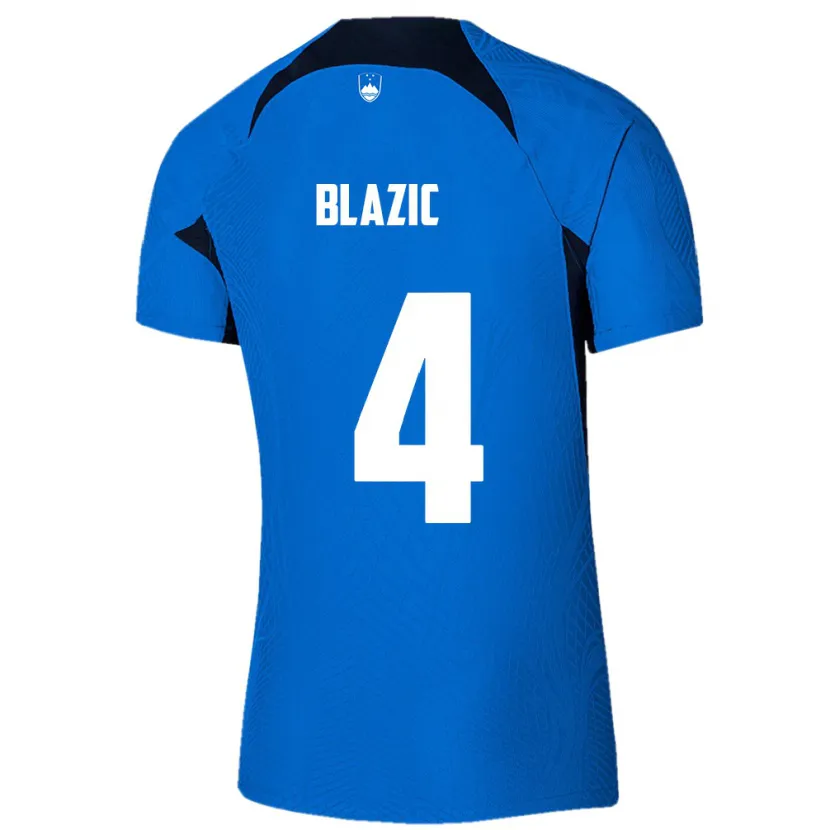 Danxen Mujer Camiseta Eslovenia Miha Blazic #4 Azul 2ª Equipación 24-26 La Camisa