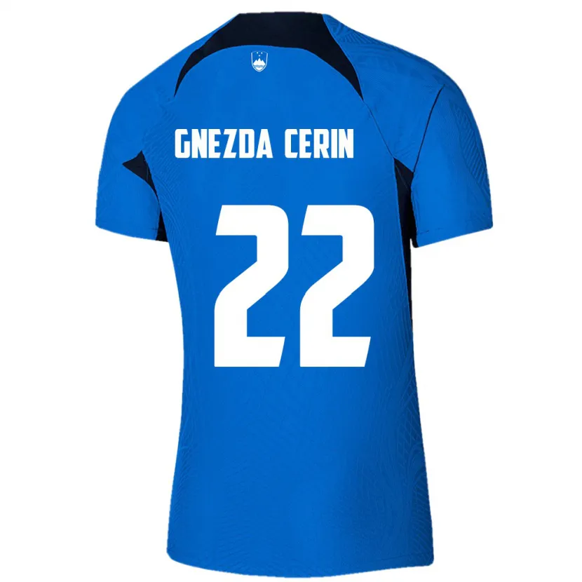 Danxen Mujer Camiseta Eslovenia Adam Gnezda Cerin #22 Azul 2ª Equipación 24-26 La Camisa
