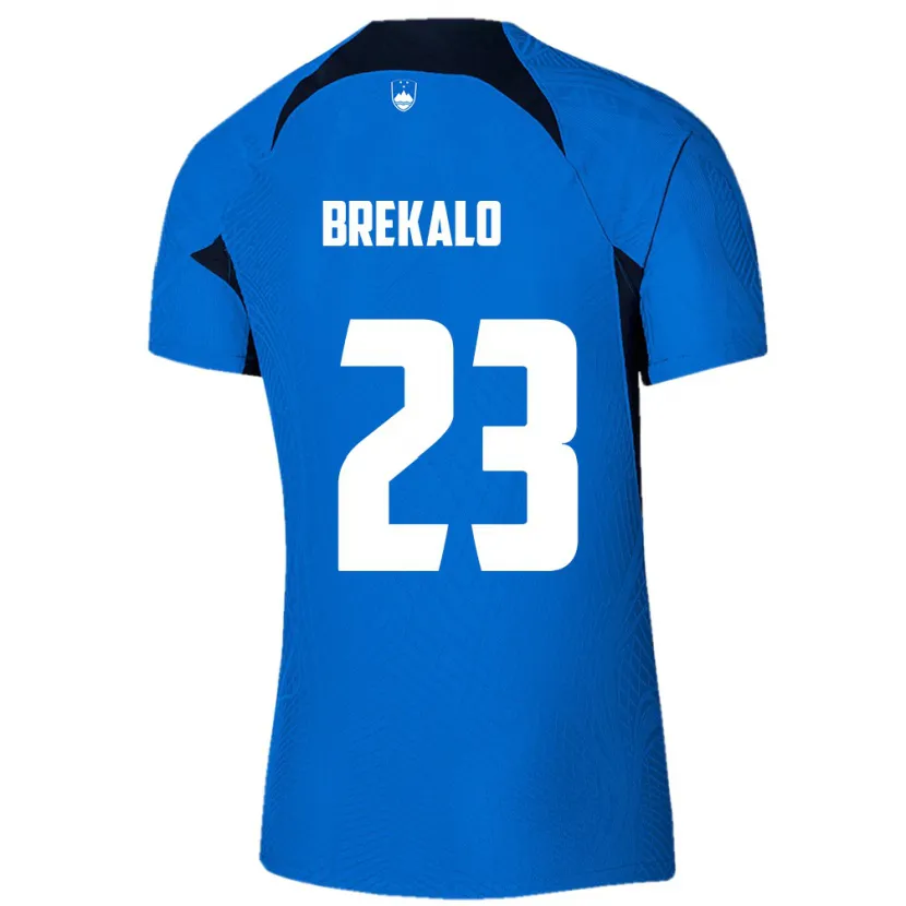 Danxen Mujer Camiseta Eslovenia David Brekalo #23 Azul 2ª Equipación 24-26 La Camisa
