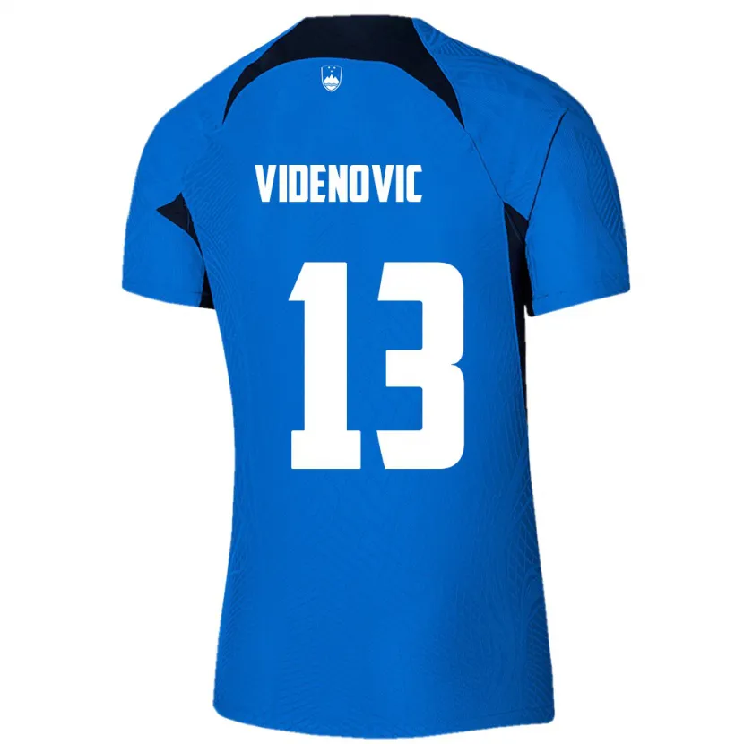 Danxen Mujer Camiseta Eslovenia Denis Videnovic #13 Azul 2ª Equipación 24-26 La Camisa