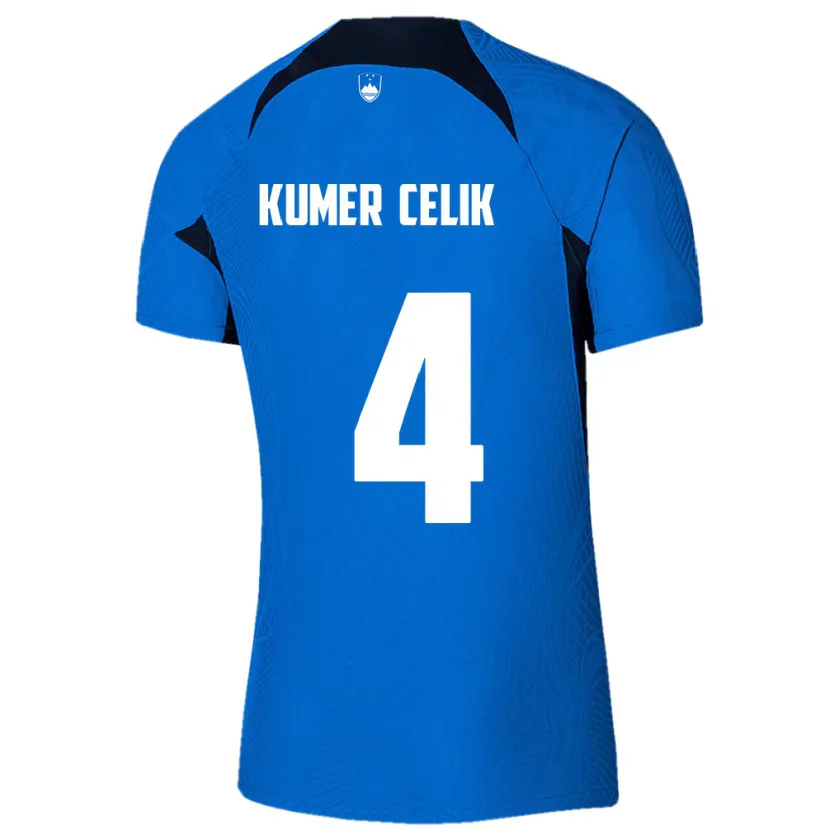 Danxen Mujer Camiseta Eslovenia An Kumer Celik #4 Azul 2ª Equipación 24-26 La Camisa