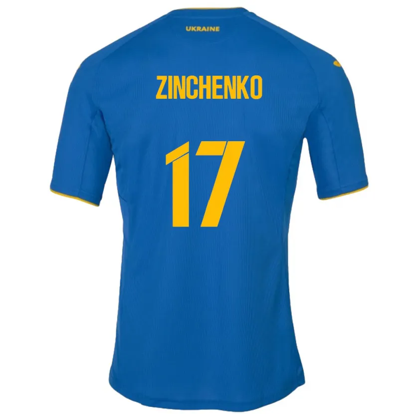 Danxen Mujer Camiseta Ucrania Oleksandr Zinchenko #17 Azul 2ª Equipación 24-26 La Camisa