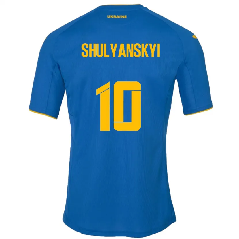 Danxen Mujer Camiseta Ucrania Artem Shulyanskyi #10 Azul 2ª Equipación 24-26 La Camisa